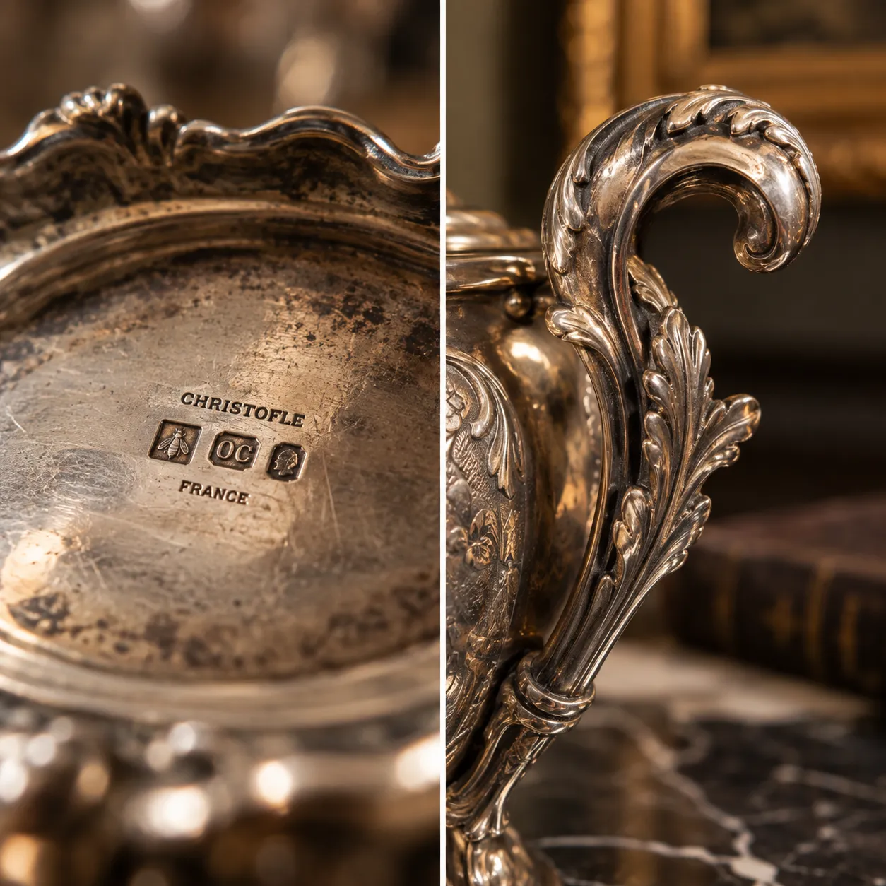 Detalle de platería, metales y joyas
