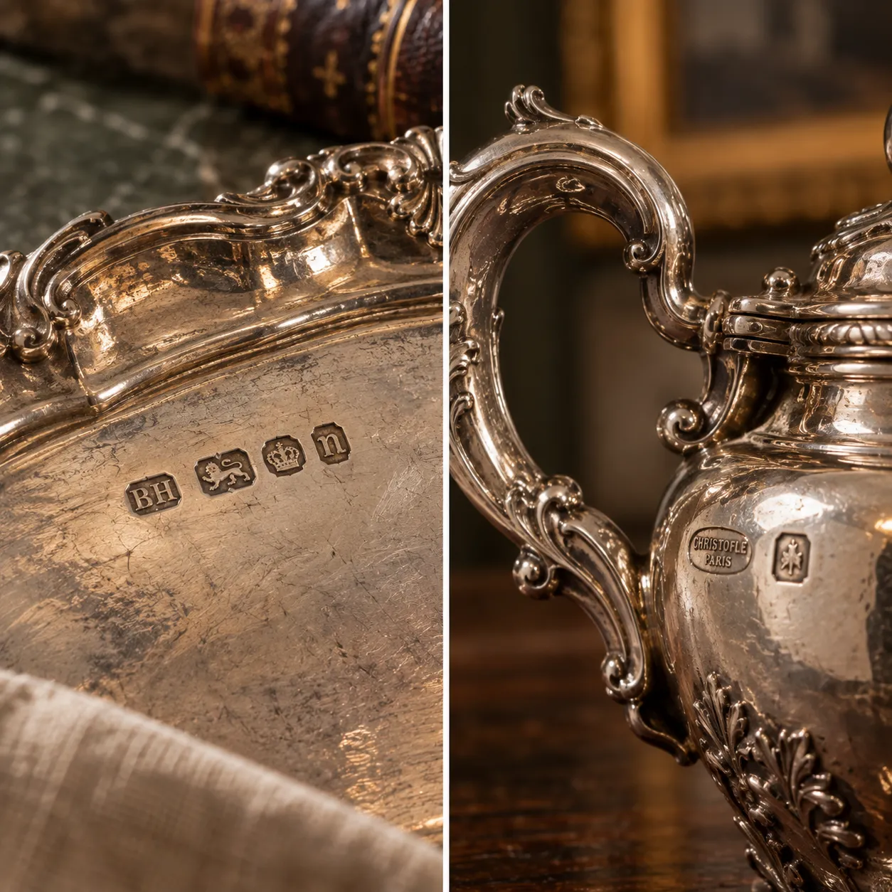 Detalle de platería, metales y joyas